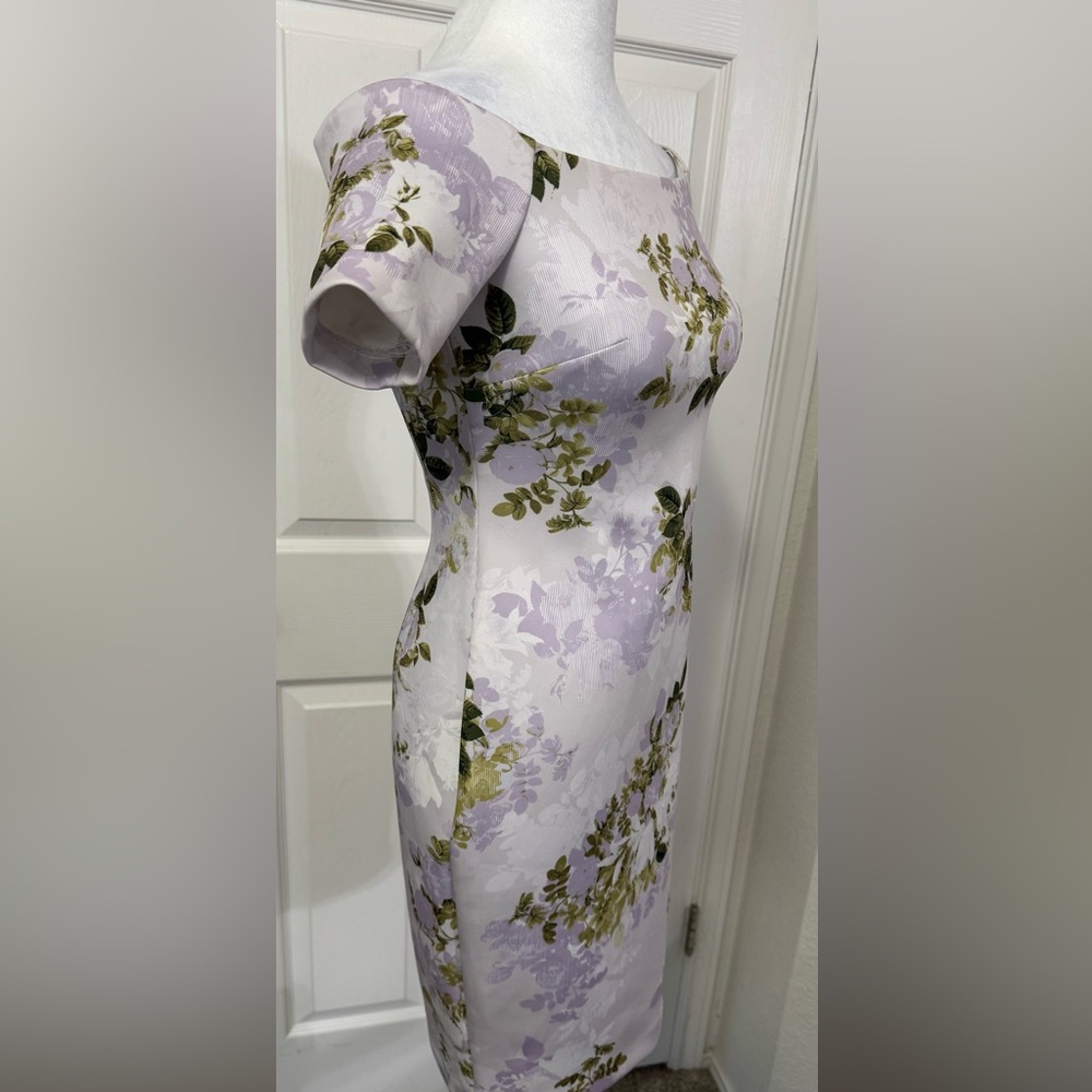 Calvin Klein Women's Off-The-Shoulder Floral Scuba Sheath Dress Size 2P - Picture 2 of 10